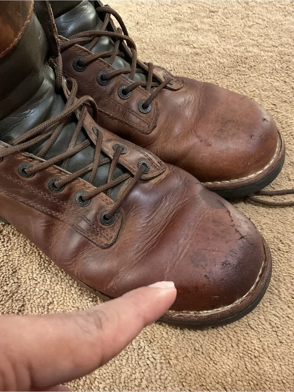 Dingo Men's Brown Leather Lace-Up Work Boots Size 10